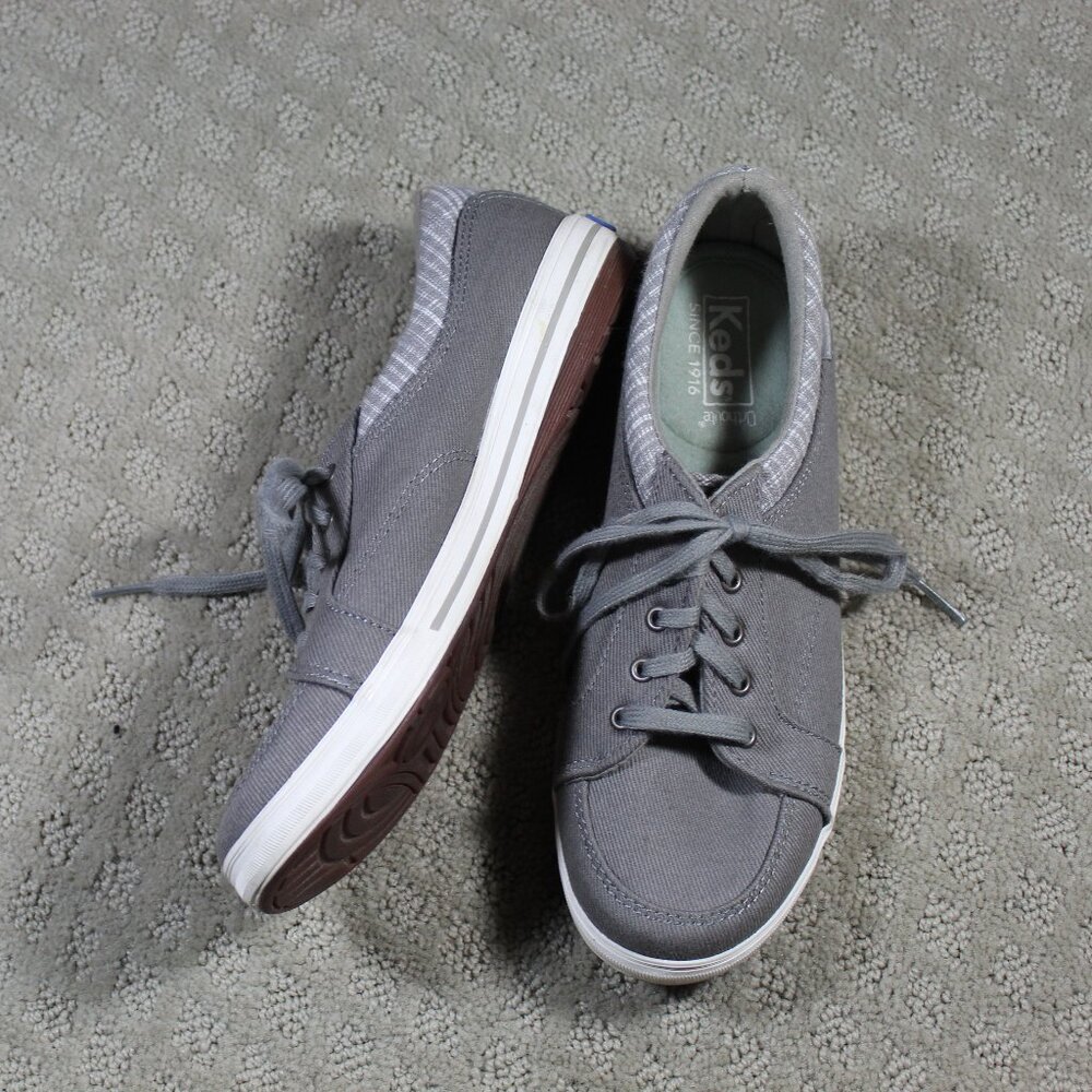 Keds Women's 6.5 Grey & Grey Plaid Lace Up Sneakers